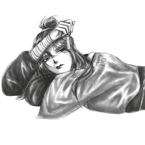 sketch, inking and hint of color lu dongbin from baxian/all wishes come true