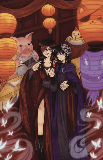 full render, background huayin from heaven official's blessing for mxtx lesbian blossoms zine